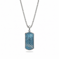 Azure Small Frame Pavé Tag Silver Necklace