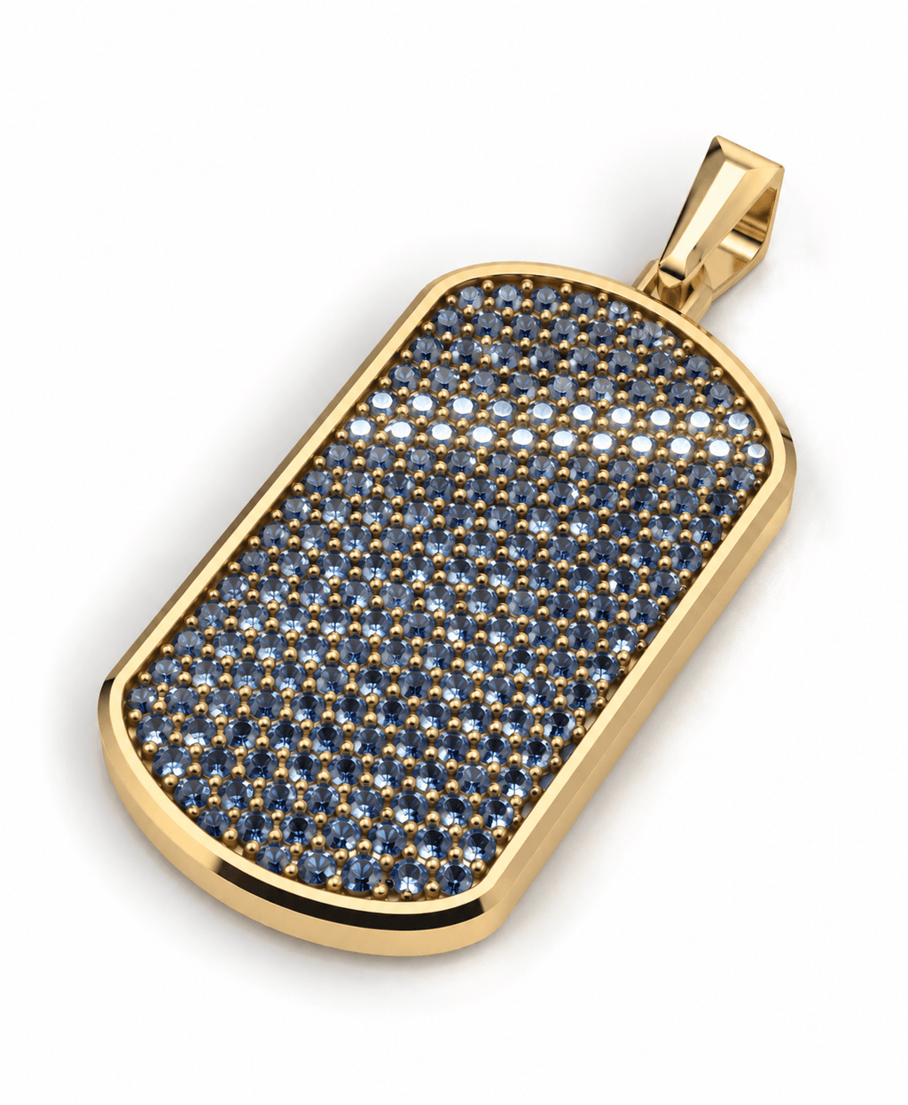 Midnight Big Frame Pavé Tag Silver Necklace