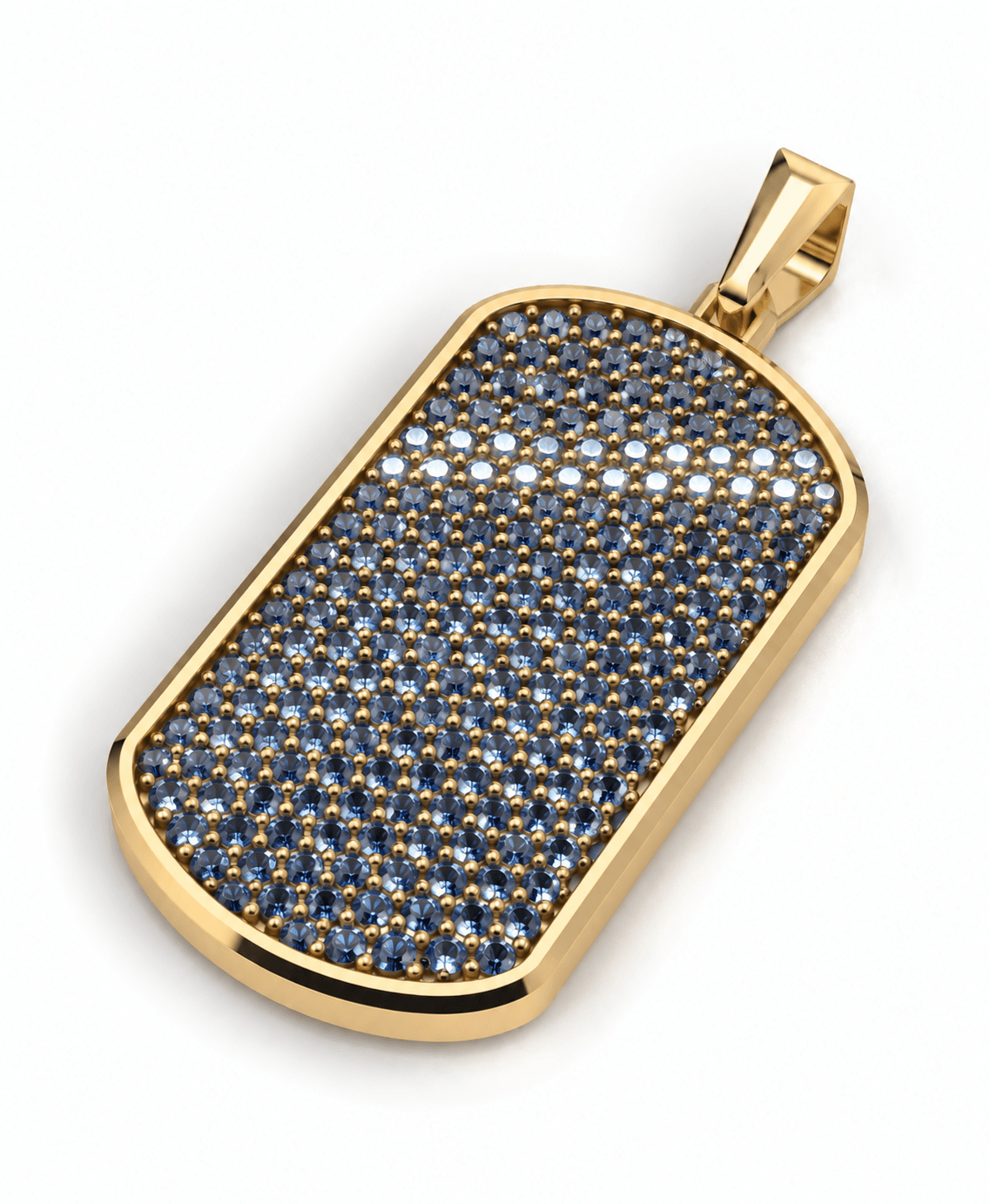 Midnight Big Frame Pavé Tag Silver Necklace