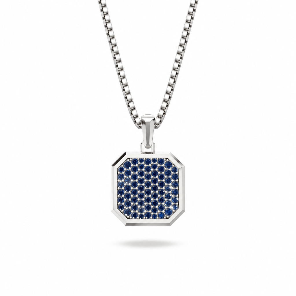 Midnight Square Frame Pavé Silver Necklace