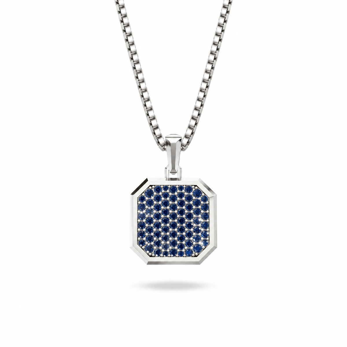 Midnight Square Frame Pavé Silver Necklace