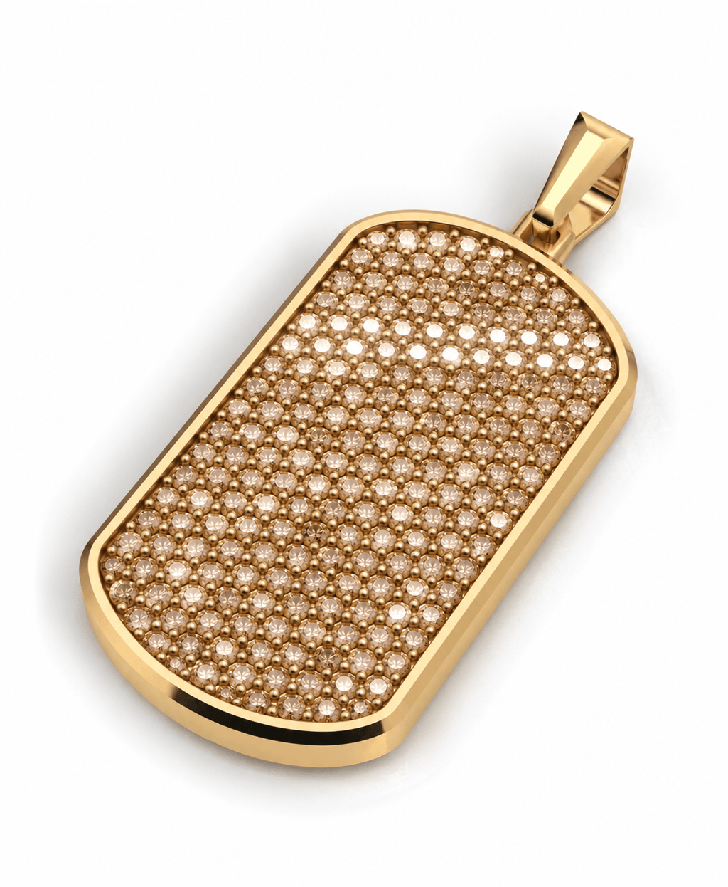 Cognac Big Frame Pavé Tag Silver Necklace