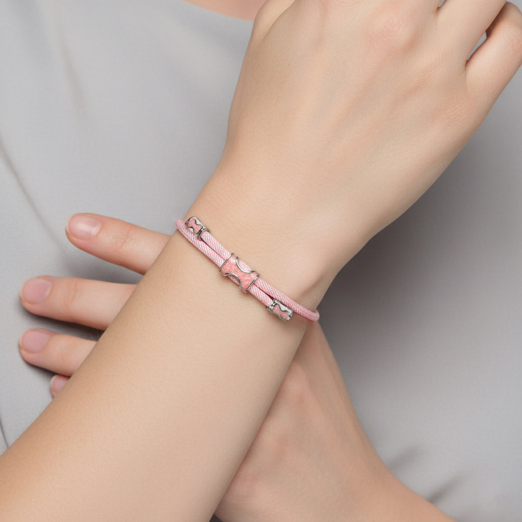 Gosi Gümüş Şans Bilekliği - Pembe