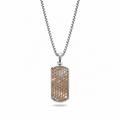 Cognac Small Frame Pavé Tag Silver Necklace