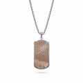Cognac Big Frame Pavé Tag Silver Necklace