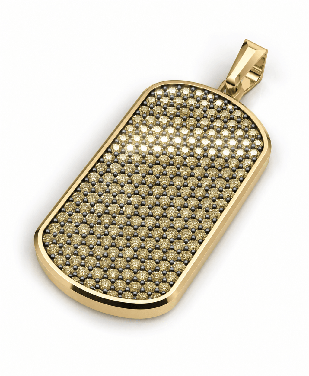 Champagne Big Frame Pavé Tag Silver Necklace