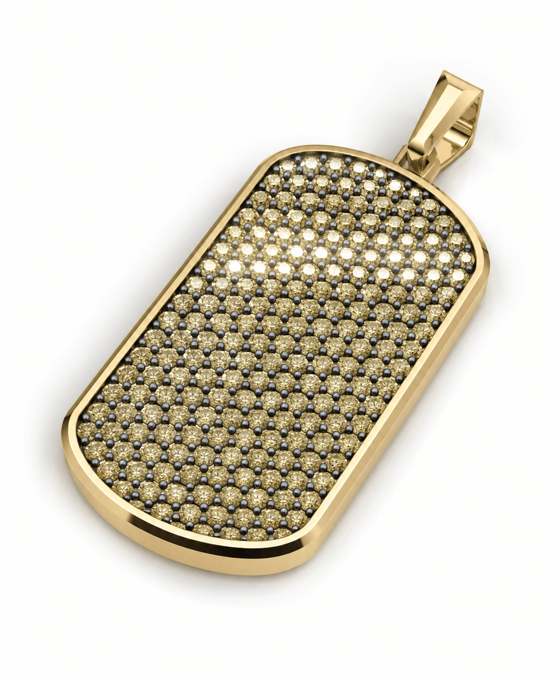 Champagne Big Frame Pavé Tag Silver Necklace