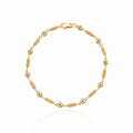 Cylindrical Knitted Evil Eye Chain Gold Plated Silver Bracelet 