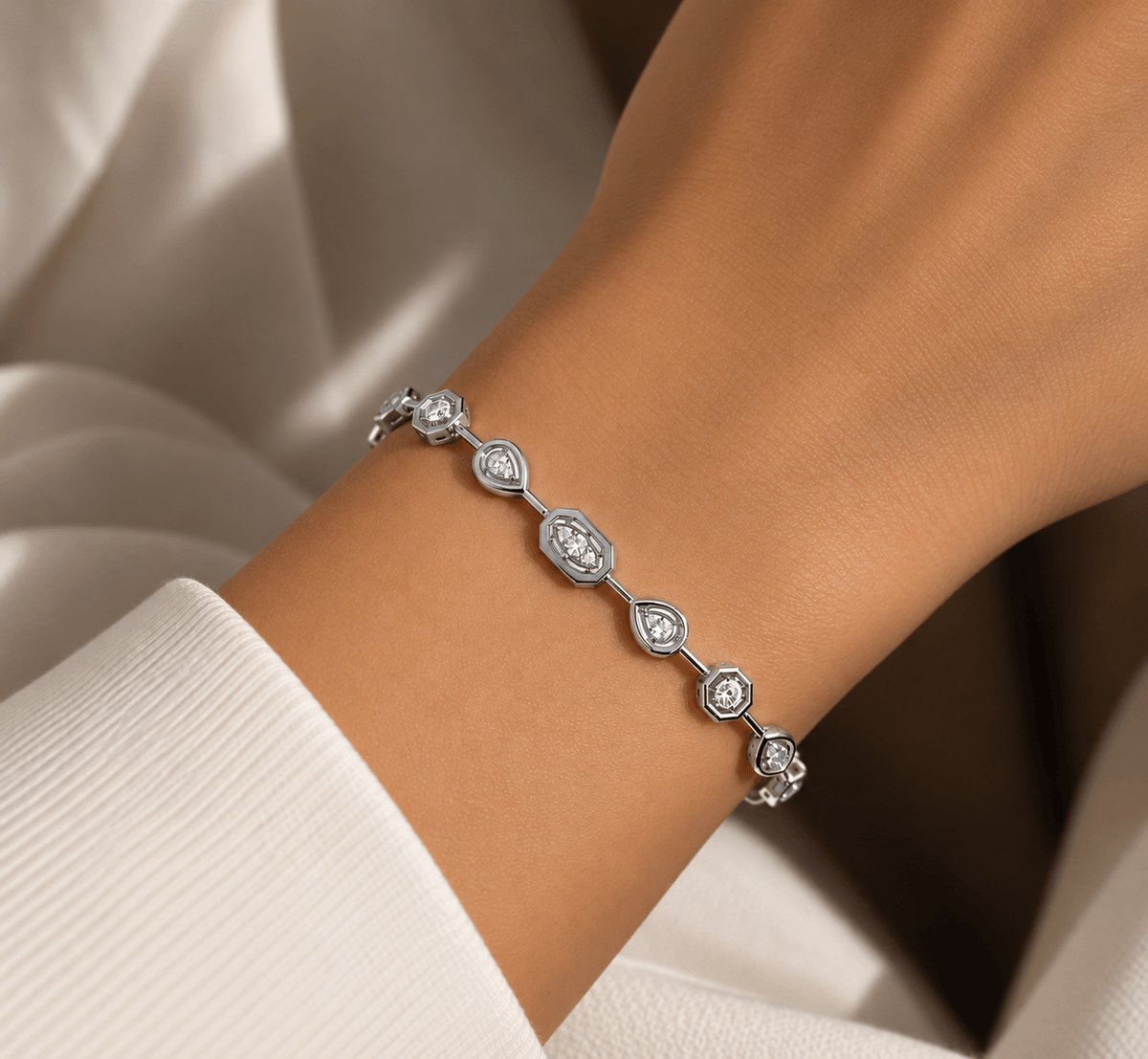 Mixed Vibe Zircon Stone Silver Bracelet