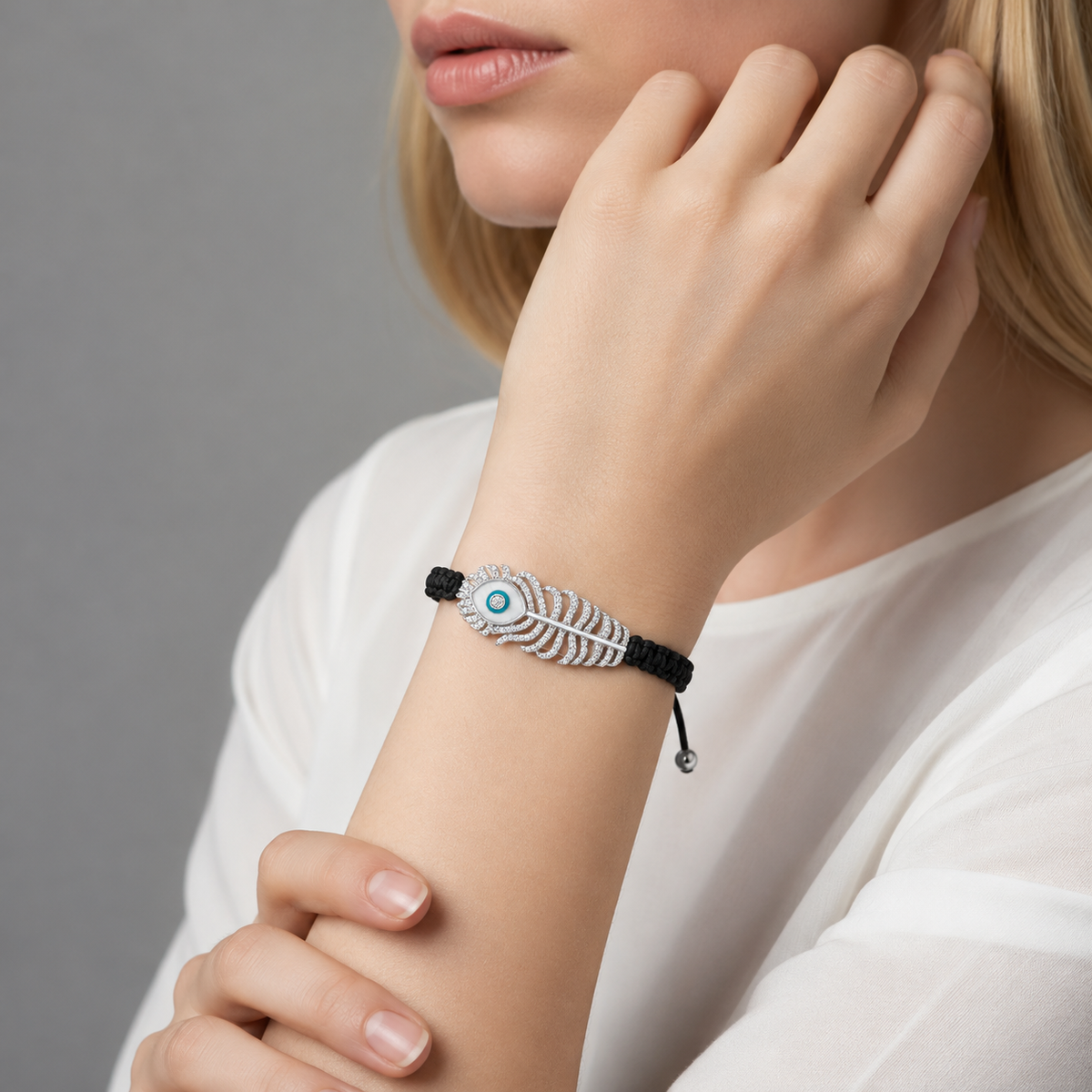 Feather Eye Macrame Bracelet 