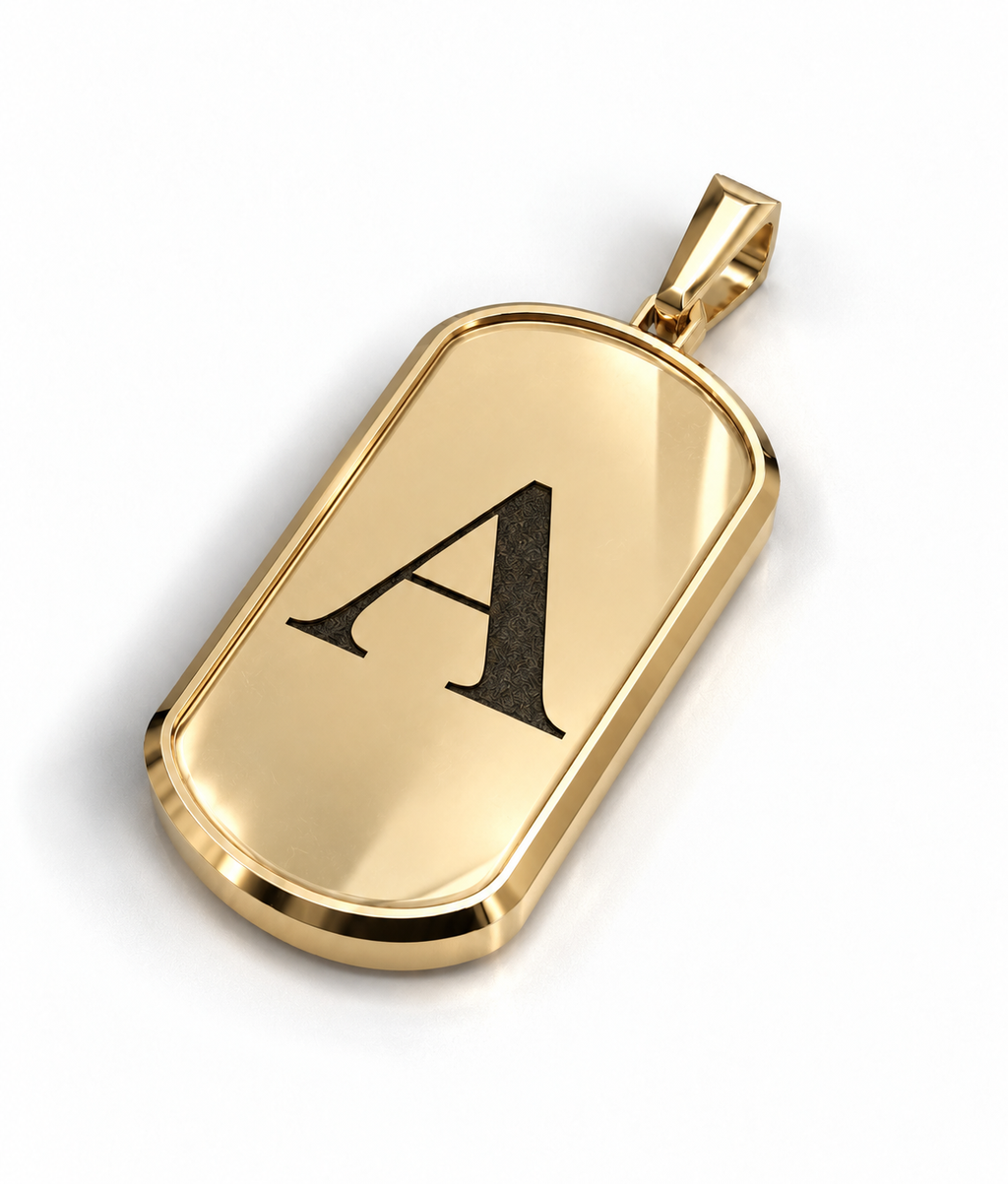 Initial Big Frame Gold Plated Silver Necklace