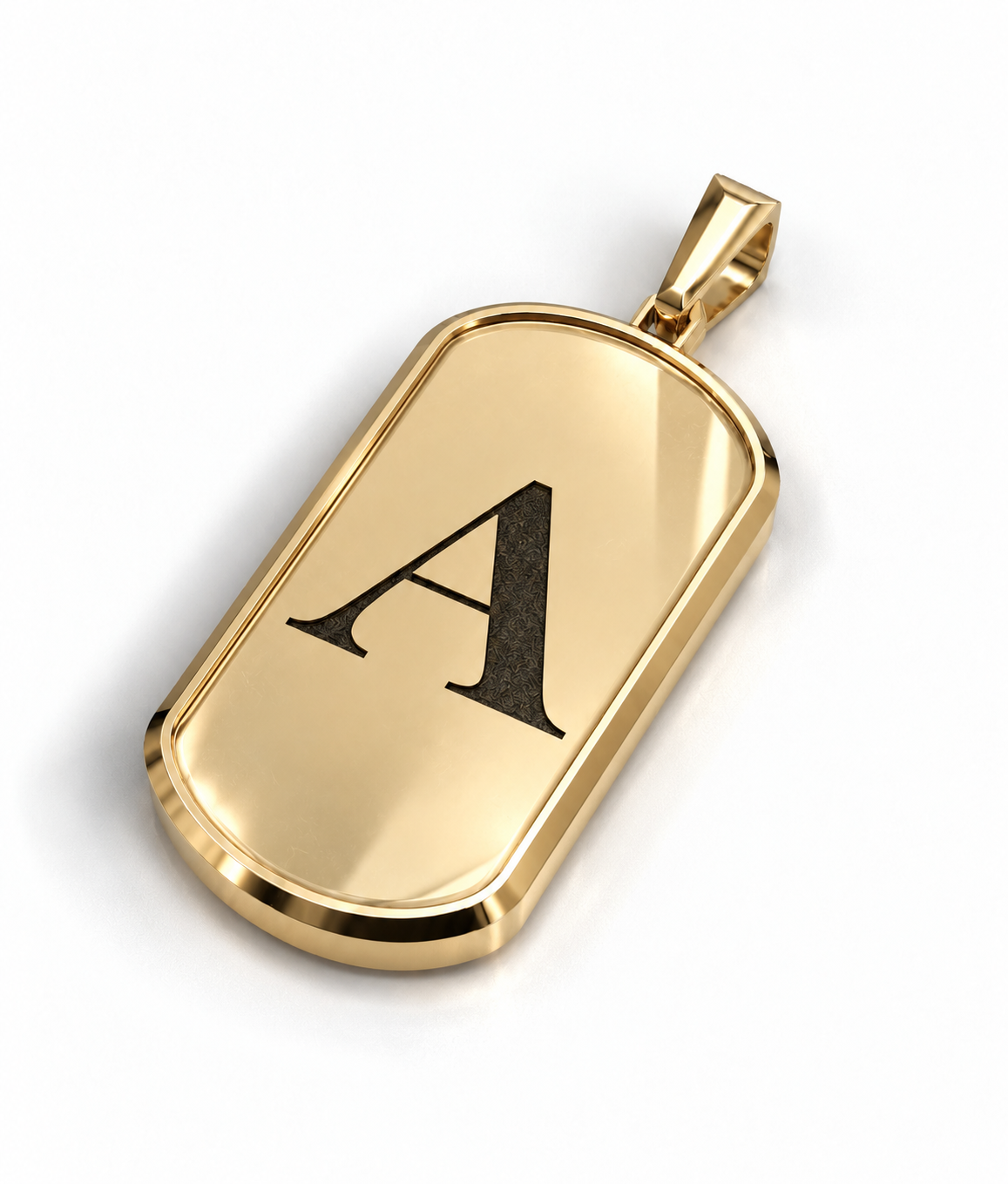 Initial Big Frame Gold Plated Silver Necklace