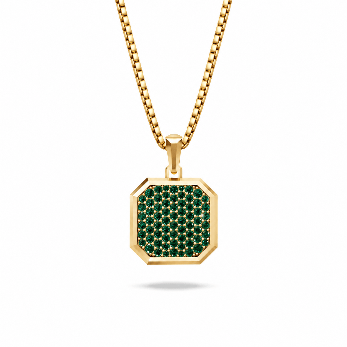Viridian Square Frame Pavé Silver Necklace