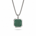 Viridian Square Frame Pavé Silver Necklace