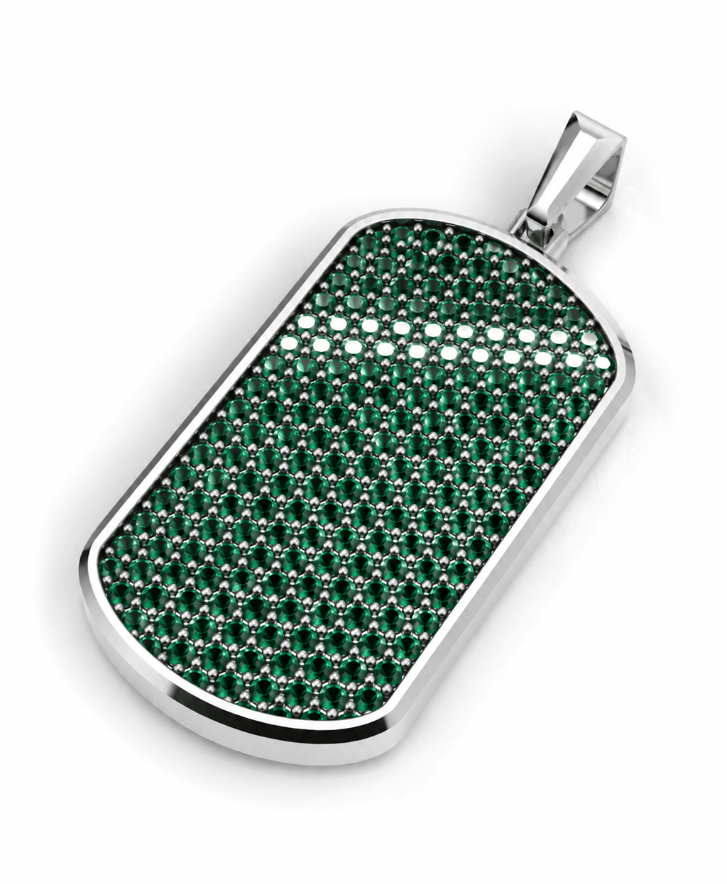 Viridian Big Frame Pavé Tag Silver Necklace