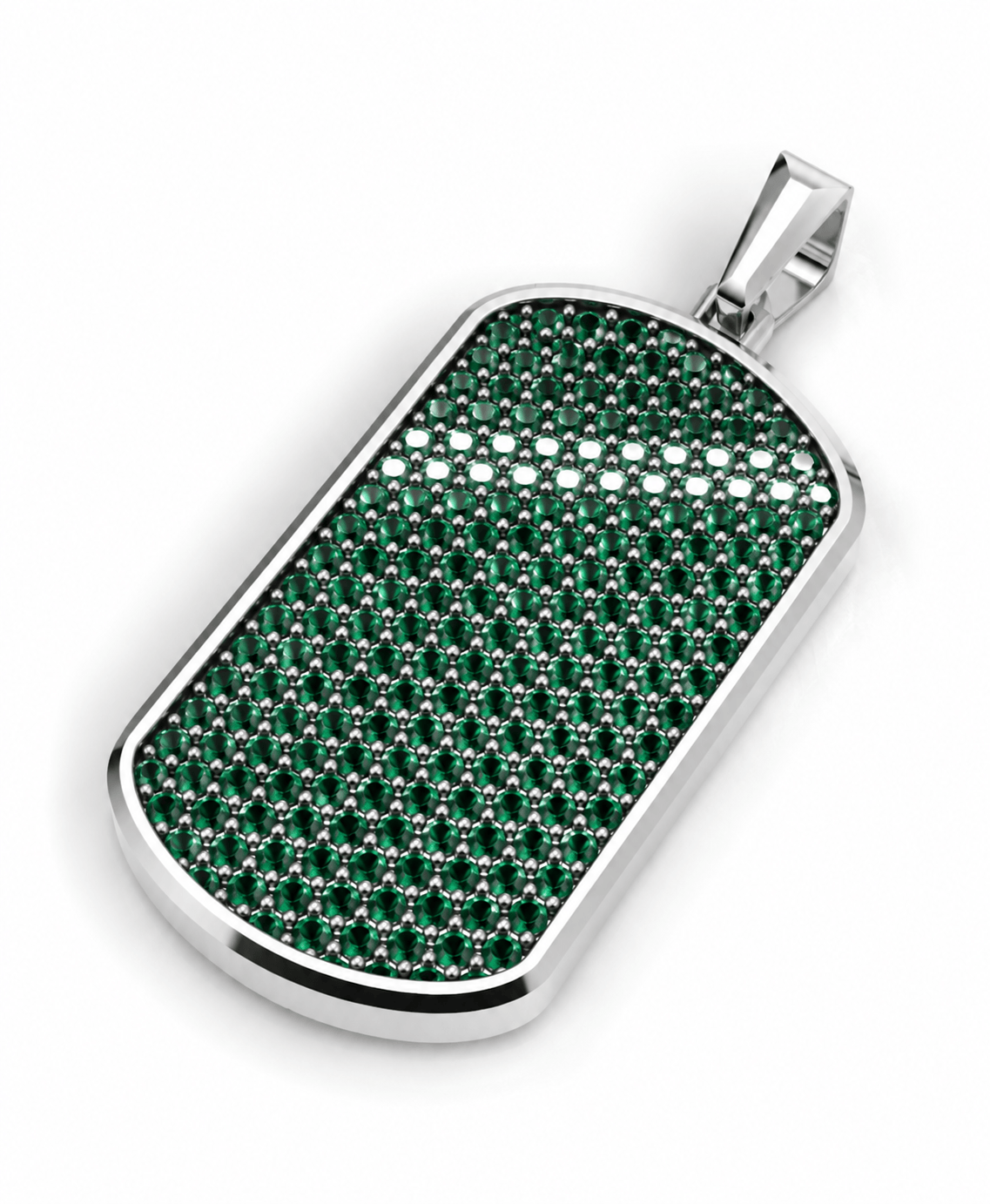 Viridian Big Frame Pavé Tag Silver Necklace