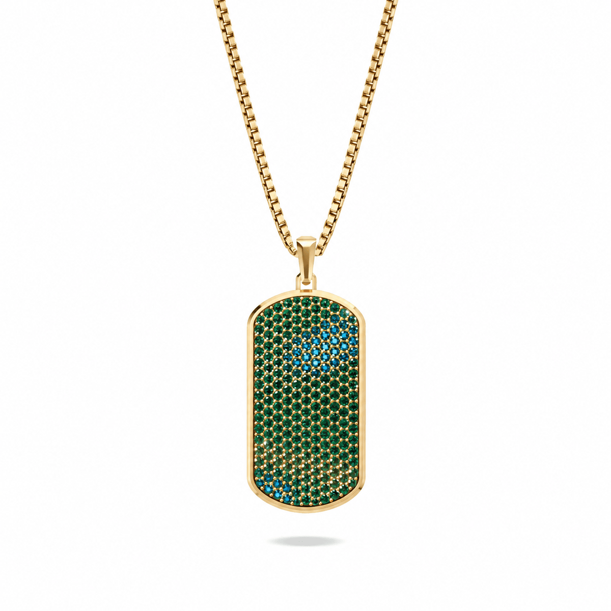 Viridian Big Frame Pavé Tag Silver Necklace