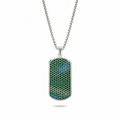Viridian Big Frame Pavé Tag Silver Necklace