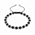 Agate Stone Macrame Silver Bracelet 