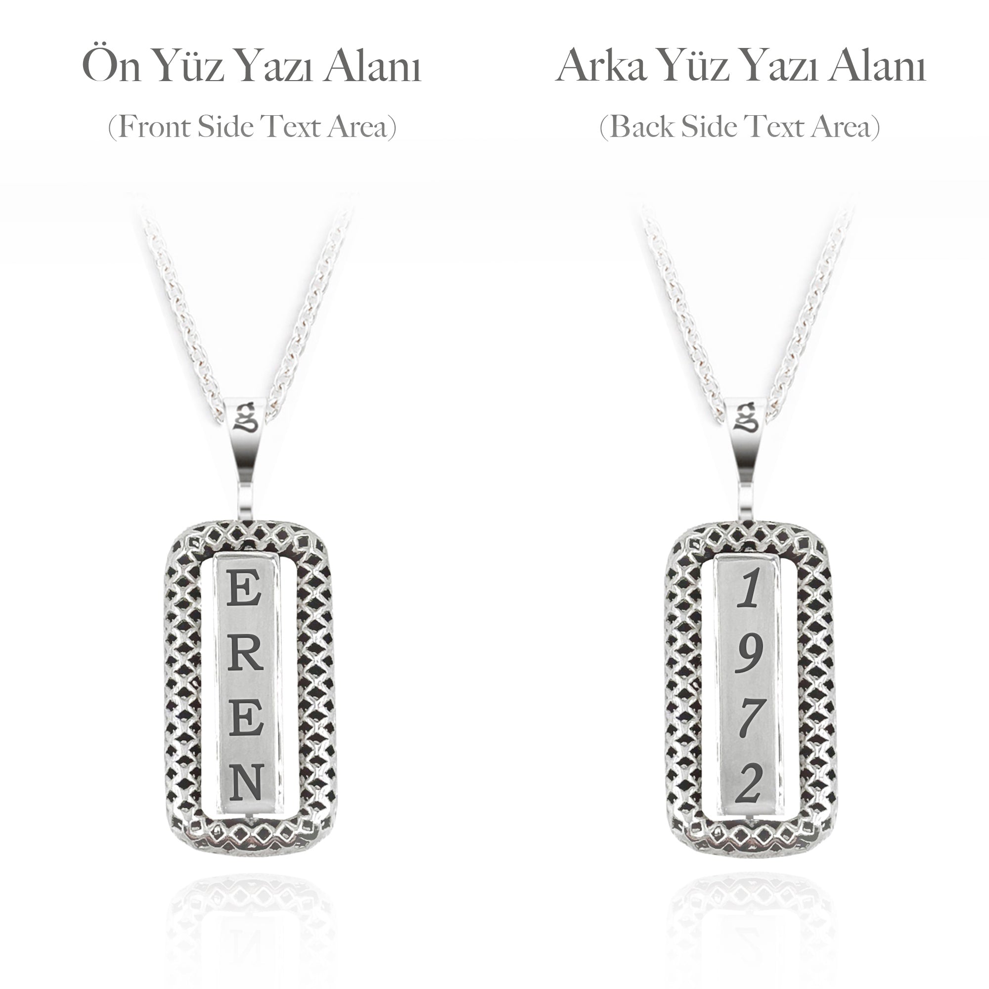 Kişiselleştirilebilir Spinner Gümüş Kolye - Büyük