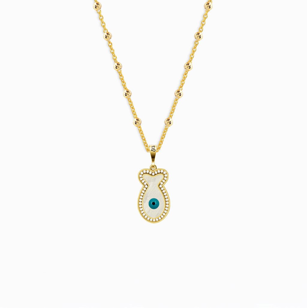 Fish Pearl Eye Silver Necklace 