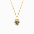 Fatima's Hand Ocean Pearl Silver Necklace