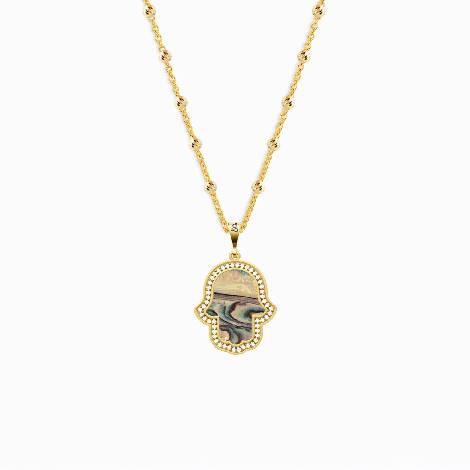 Fatima's Hand Ocean Pearl Silver Necklace