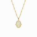 Fatima's Hand Mother-of-Pearl Silver Necklace