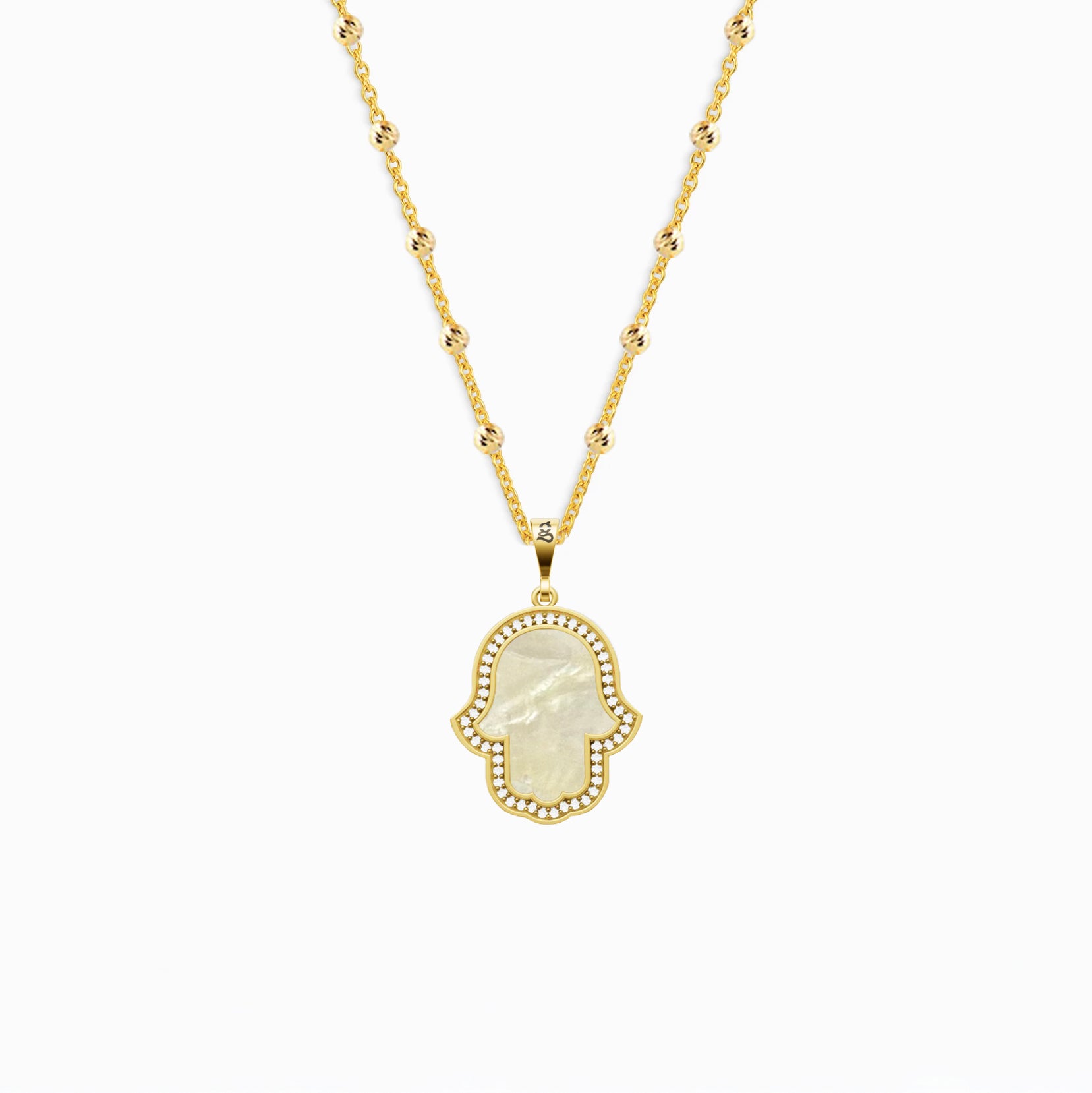 Fatima's Hand Mother-of-Pearl Silver Necklace