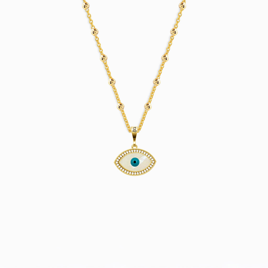 Marquise Mother-of-Pearl Eye Silver Necklace 