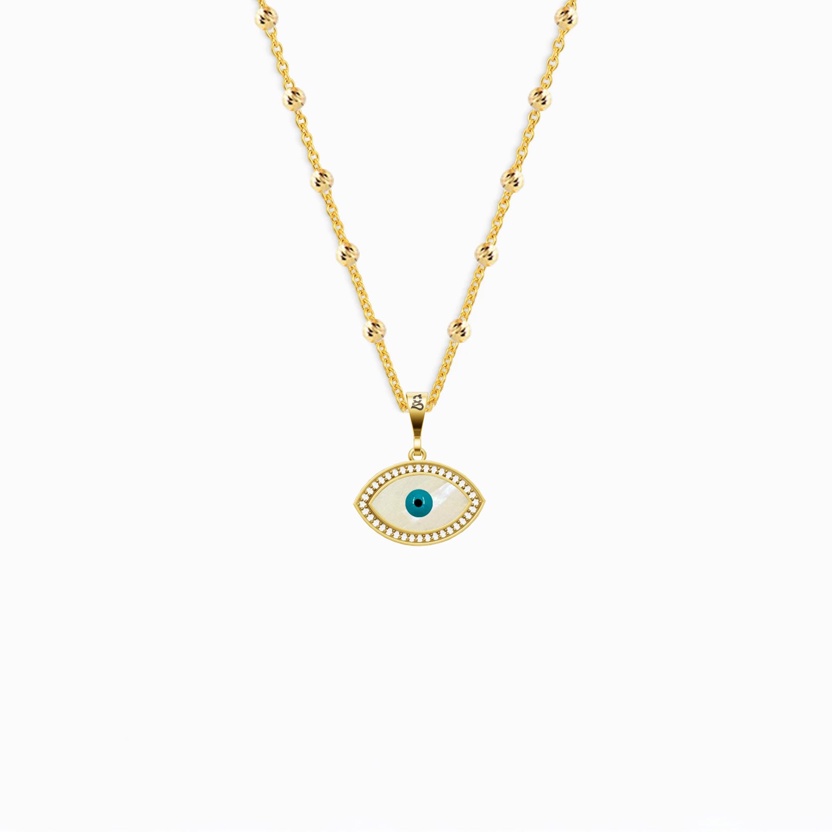 Marquise Mother-of-Pearl Eye Silver Necklace 
