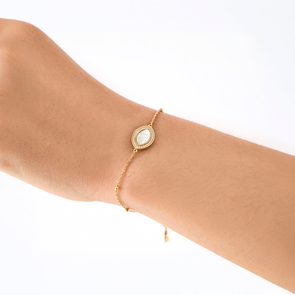 "Mini" Marquise Mother-of-Pearl Silver Bracelet
