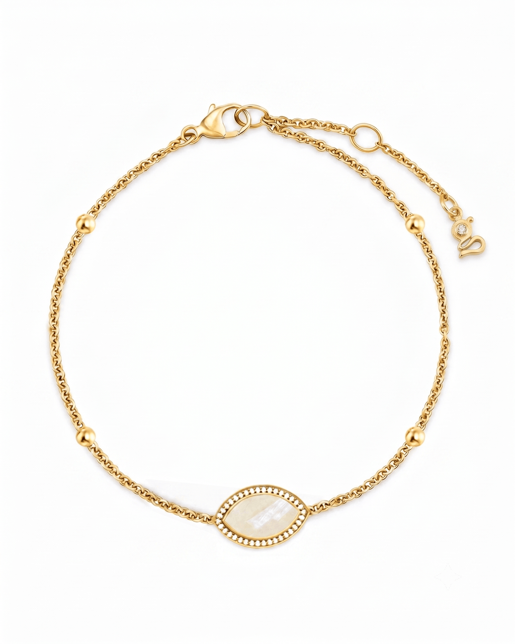 "Mini" Marquise Mother-of-Pearl Silver Bracelet