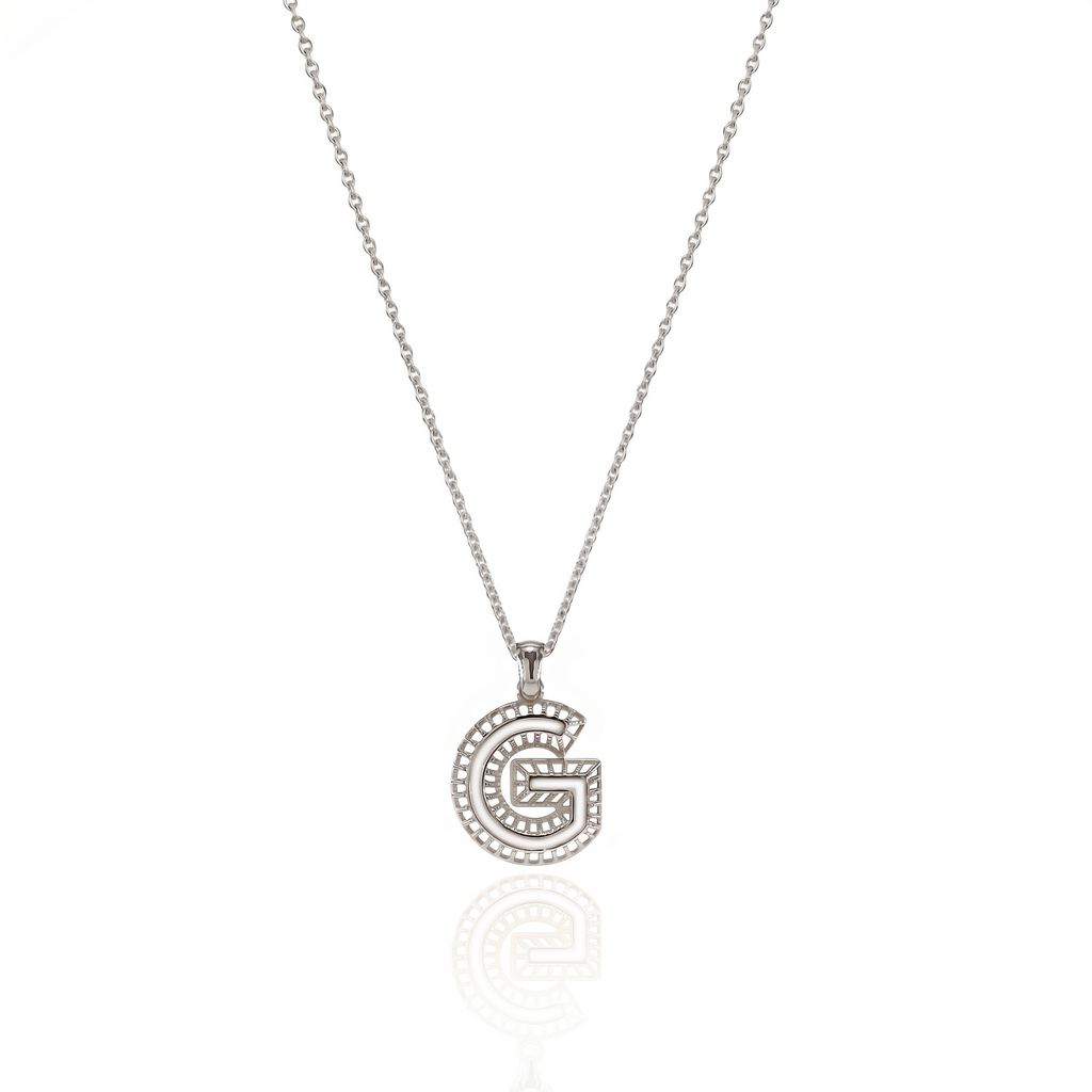 Enamel Letter Silver Necklace 