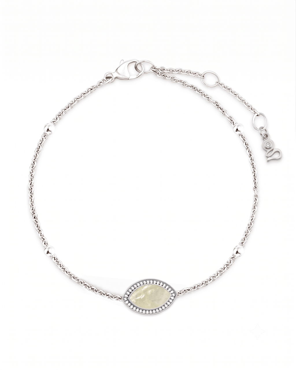 "Mini" Marquise Mother-of-Pearl Silver Bracelet