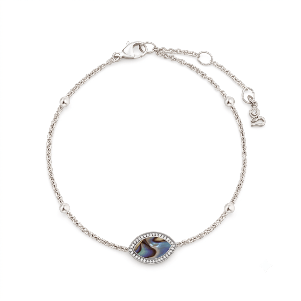 "Mini" Marquis Ocean Mother-of-Pearl Silver Bracelet