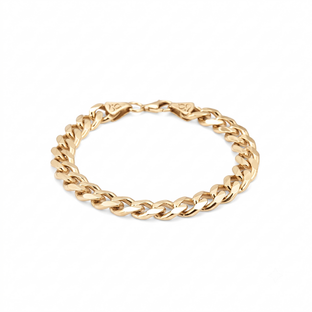 GJ Curb Chain Altın Kaplama Gümüş Bileklik