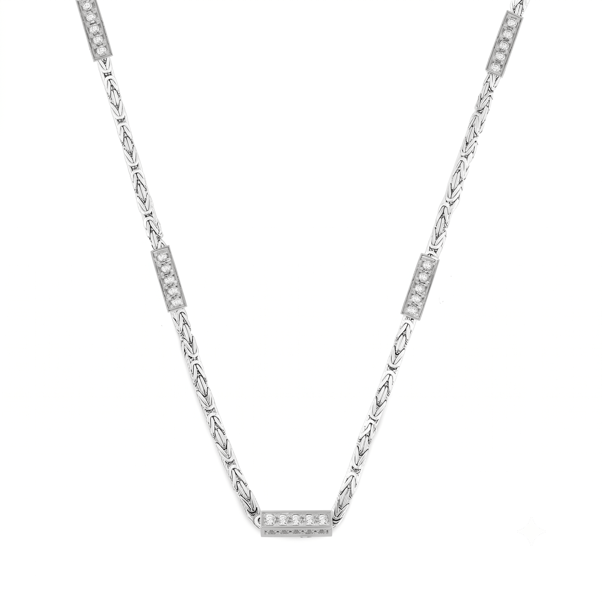 GJ Kral Chain Beyaz Taşlı Gümüş Kolye