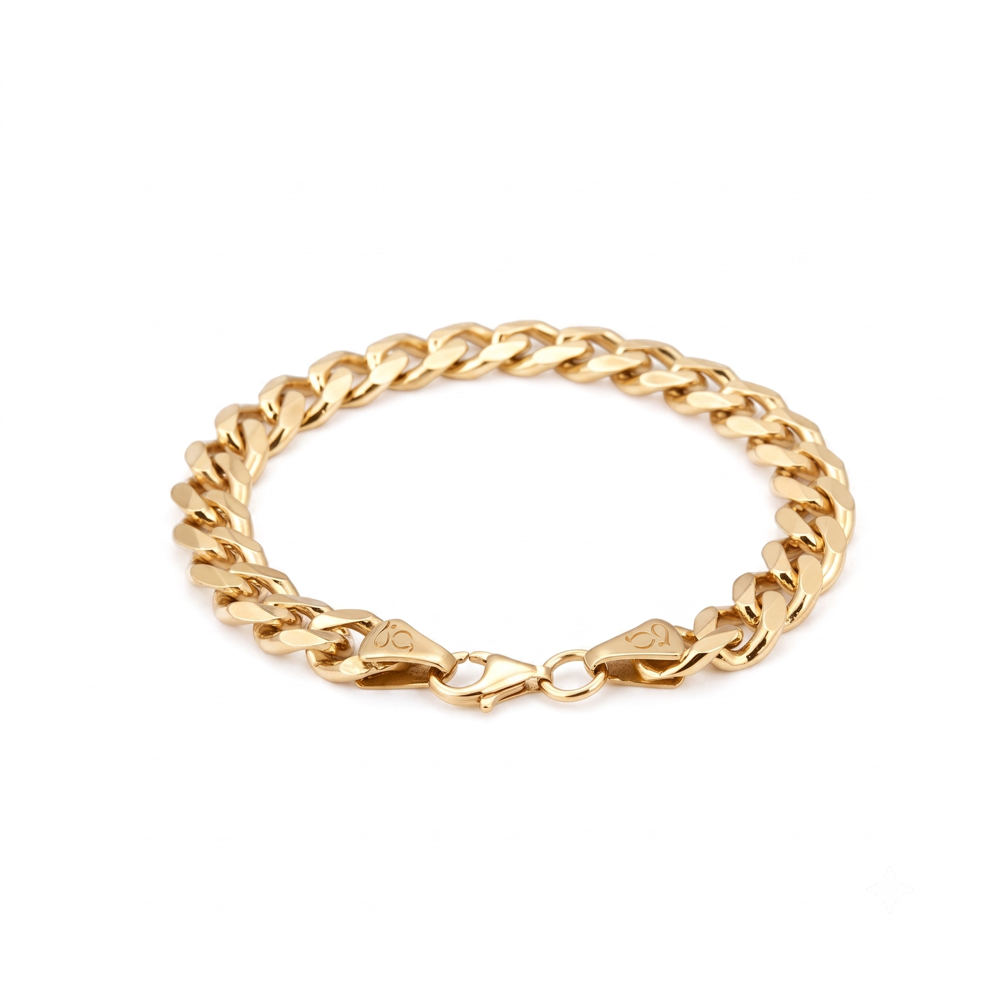 GJ Curb Chain Altın Kaplama Gümüş Bileklik