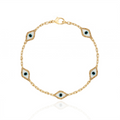 Marquise Evil Eye 5-Motif Silver Bracelet