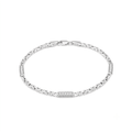 GJ King Chain Silver Bracelet with White Stones 