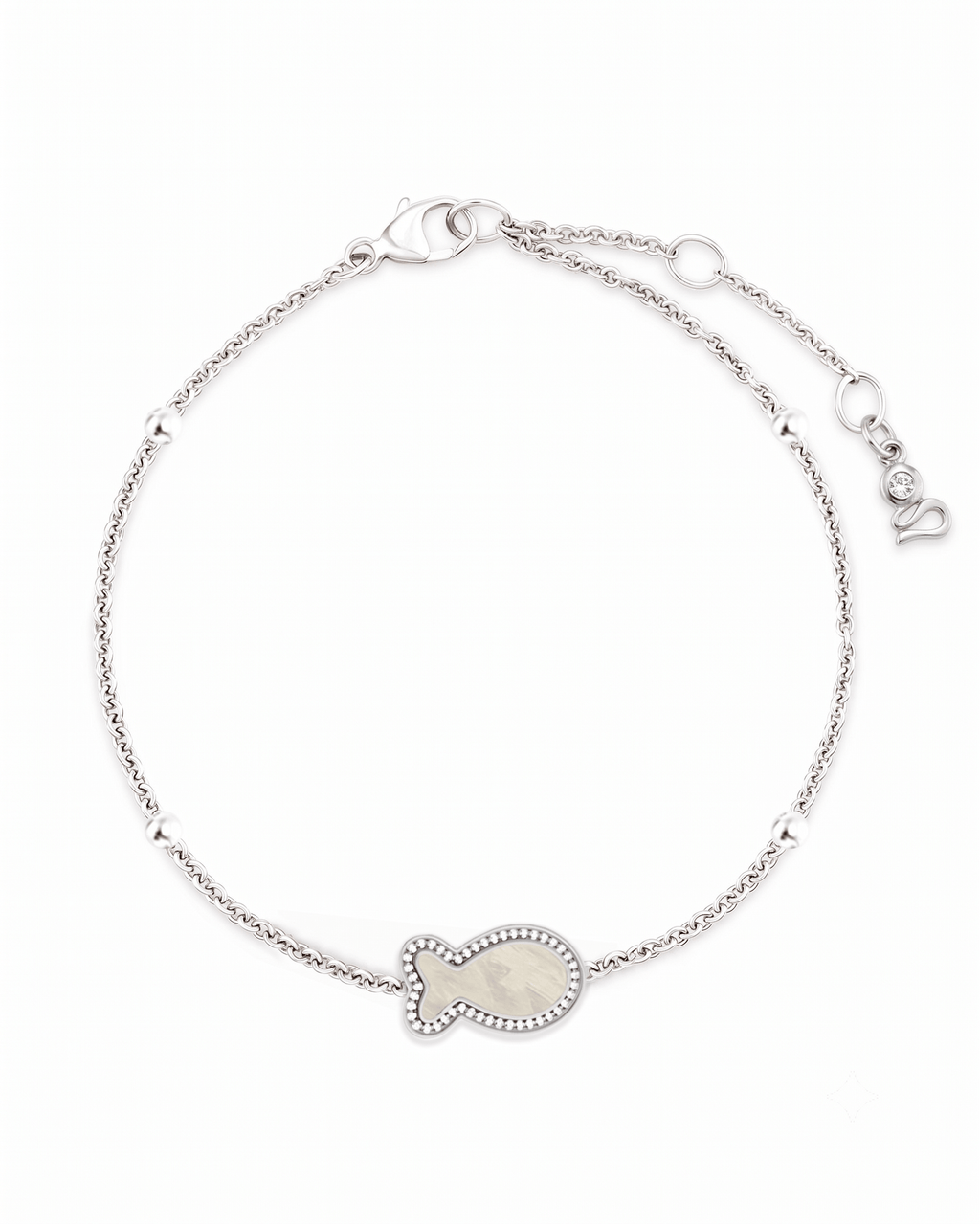 "Mini" Fish Mother-of-Pearl Silver Bracelet