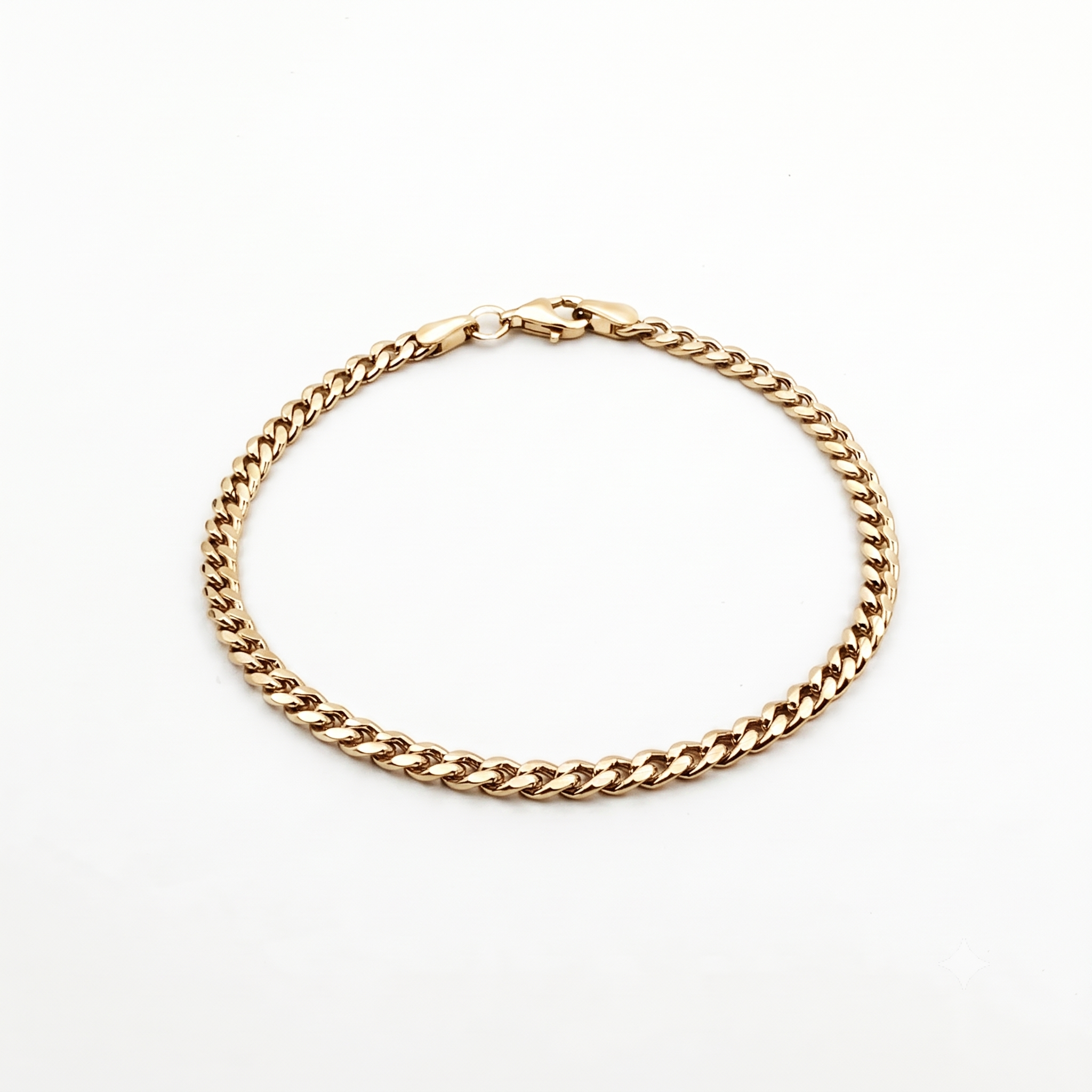 GJ Curb Chain Thin Altın Kaplama Gümüş Bileklik