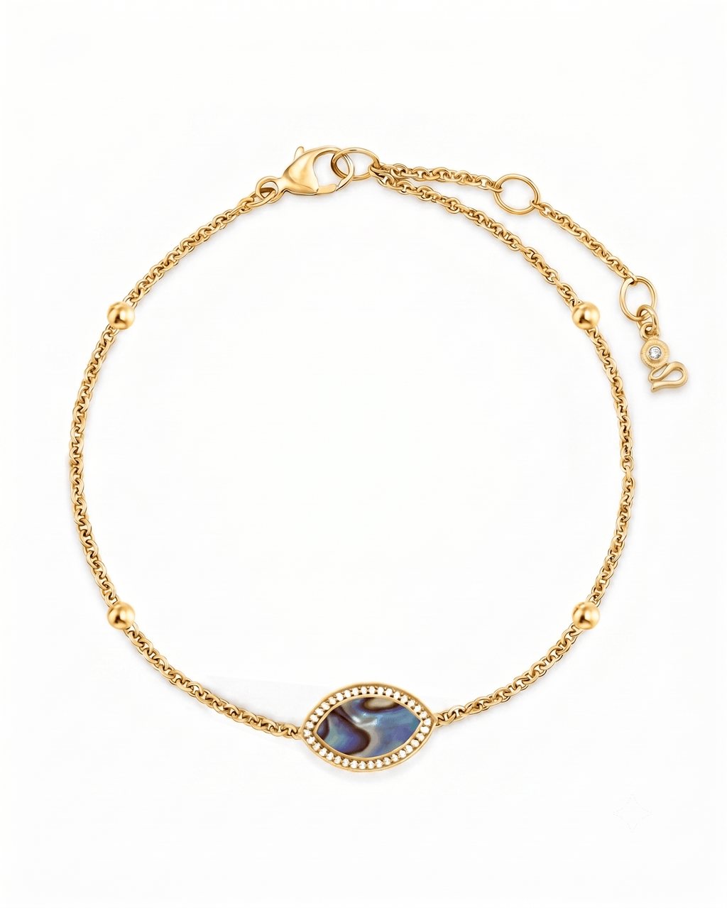 "Mini" Marquis Ocean Mother-of-Pearl Silver Bracelet