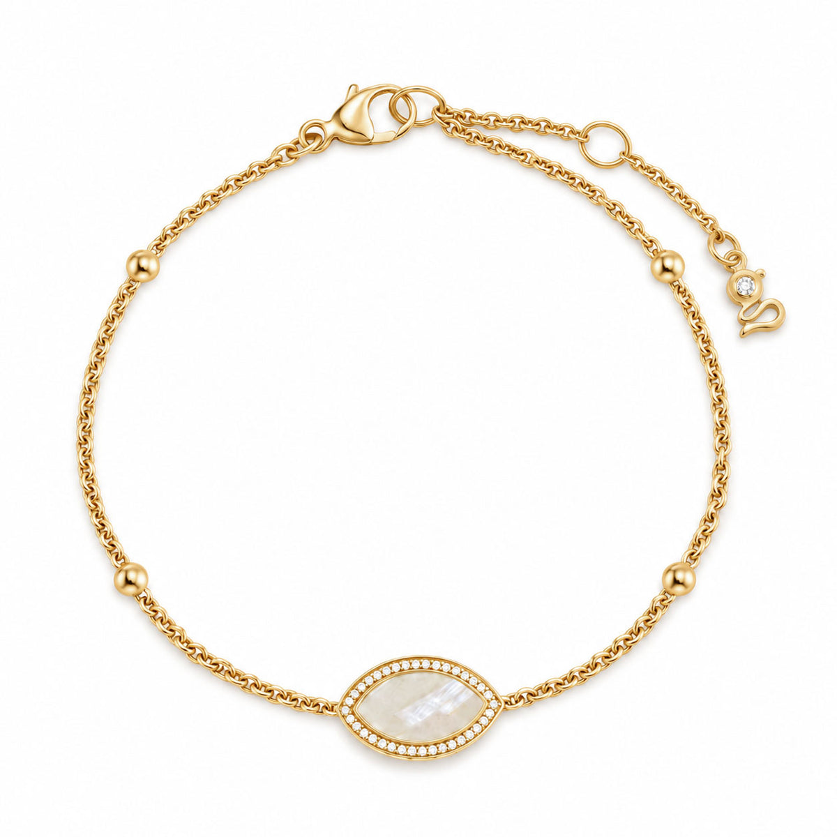 "Mini" Marquise Mother-of-Pearl Silver Bracelet