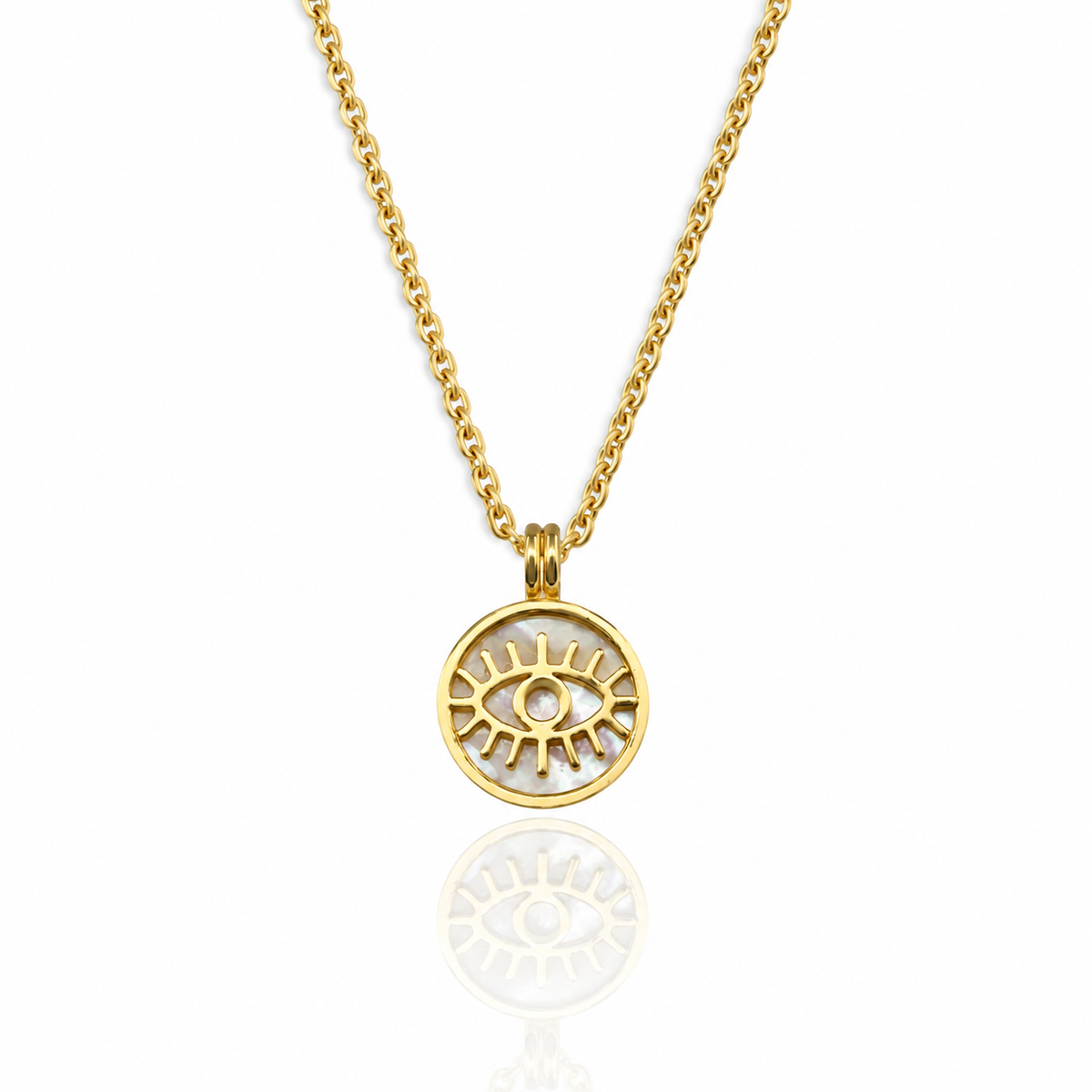 Eye Motif Mother-of-Pearl Gold Plated Silver Necklace 