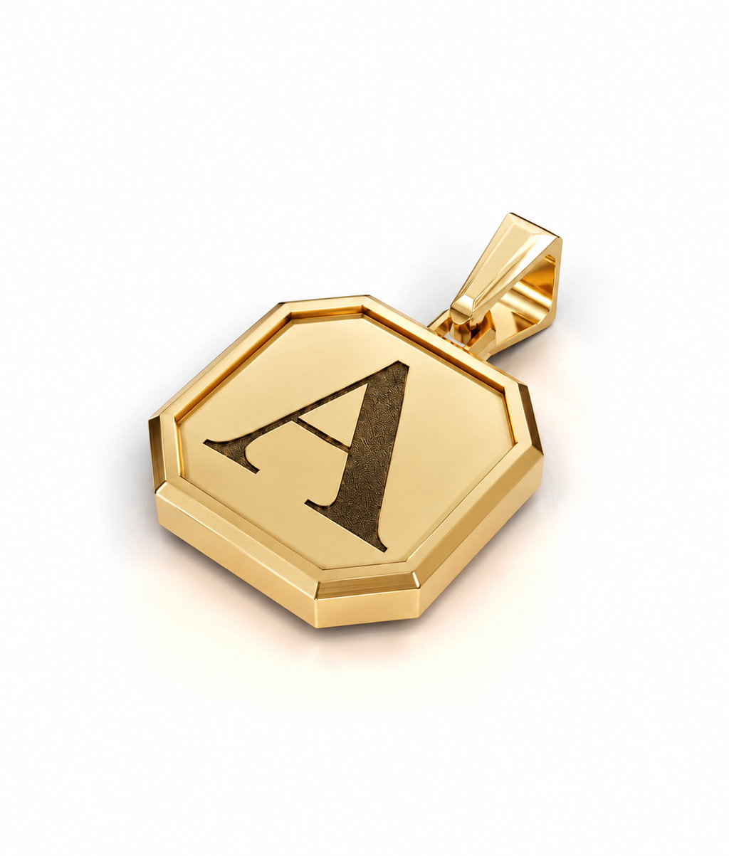 Initial Square Frame Gold Plated Silver Necklace
