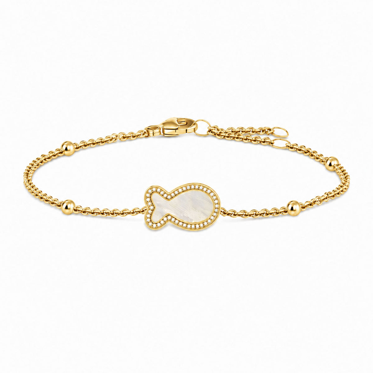 "Mini" Fish Mother-of-Pearl Silver Bracelet