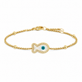 "Mini" Fish Mother-of-pearl Evil Eye Silver Bracelet