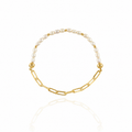 White Pearl &amp; Forse Art Silver Bracelet
